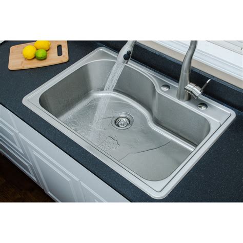 Wells Sinkware 18 Gauge Offset Single Bowl Topmount Stainless Steel Kitchen Sink