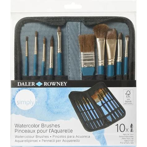 Daler Rowney Simply Watercolour Natural Brush Set In Zip Case