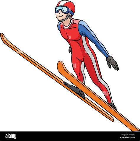 Skisprung Cartoon Farbige Clipart Illustration Stock Vektorgrafik Alamy