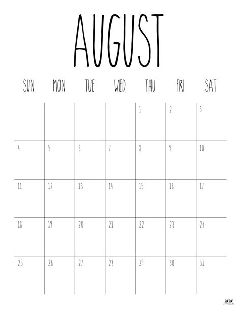 August 2024 Calendars 50 Free Printables Printabulls