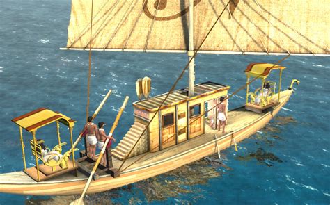 Ancient Egyptian Sailing Boat 3D Scene Mozaik Digital Education And