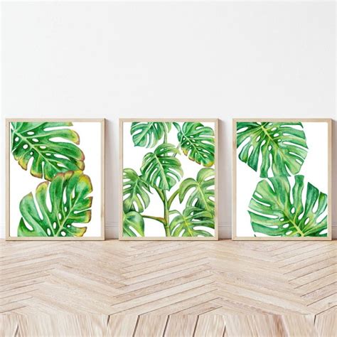 Kit 3 Quadros Decorativos Boho Folhagens Verdes Elo7