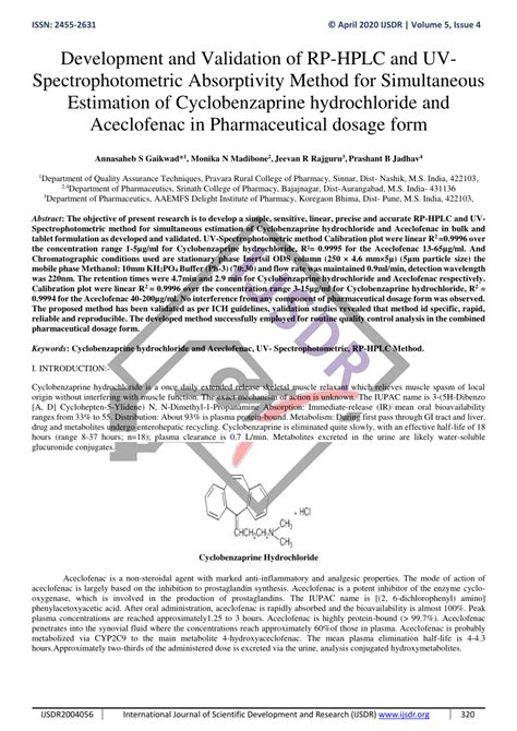 Pdf Development And Validation Of Rp Hplc And Uv Spectrophotometric Absorptivity Method For