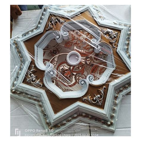 Jual Ornamen Lampu Hias Flafon Bintang Putih Coklat Batik Sultan 3d