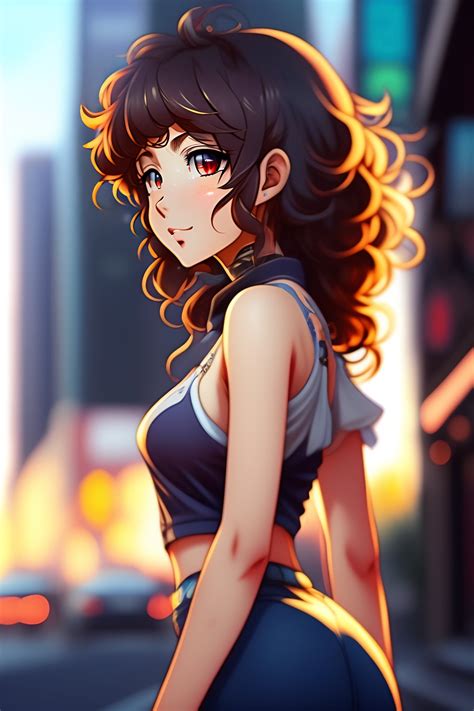 Pretty Anime Girl With Curly Brown Hair