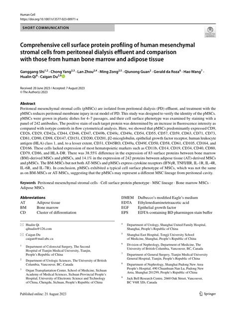 Pdf Comprehensive Cell Surface Protein Profiling Of Human Mesenchymal