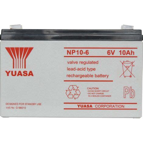 Yuasa NP10 6 NP10 6 Batterie Au Plomb 6 V 10 Ah Plomb AGM L X H X P