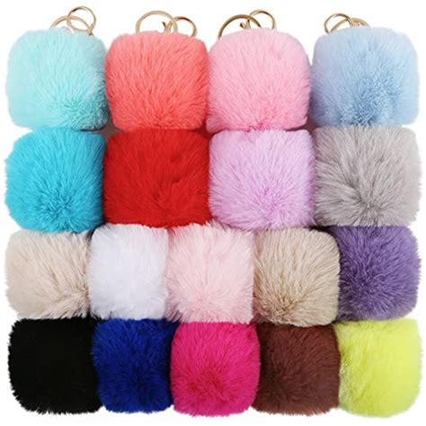 Wholesale Pom Poms Faux Rabbit Fur Pompoms Keyring Fluffy Pompoms Far