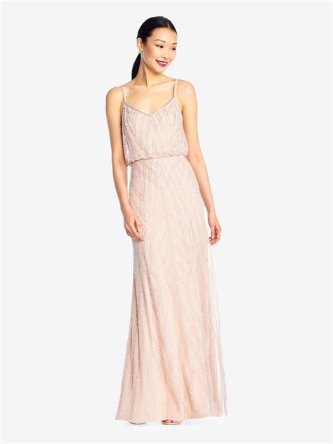 Adrianna Papell Blouson Beaded Maxi Dress Blush At John Lewis And Partners