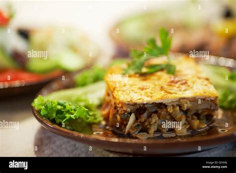 Moussaka - traditional Bulgarian food Stock Photo - Alamy