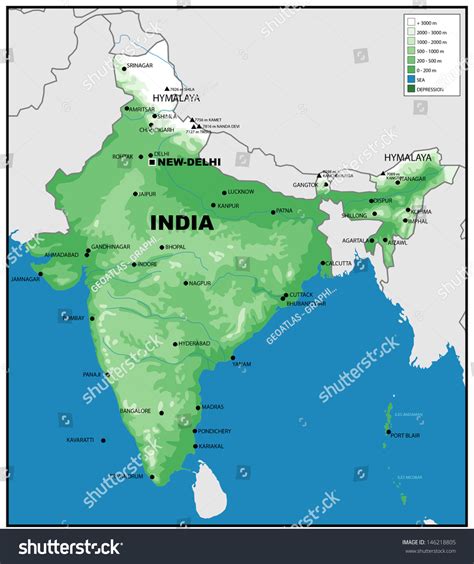 Physical Map India Stock Photo (Edit Now) 146218805