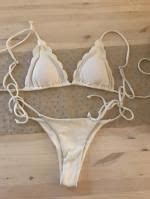 ZAFUL Ribbed Scalloped Three Pieces String Bikini Swimwear In WHITE ZAFUL 2025