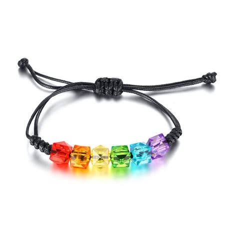 Rainbow Stainless Steel Colorful Beads Wax Rope Woven Gay And Lesbian