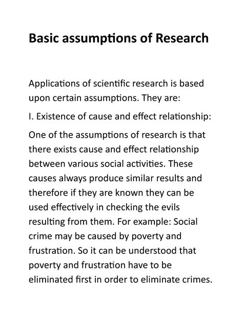 Basic Assumptions Of Research Basic Assumptions Of Research