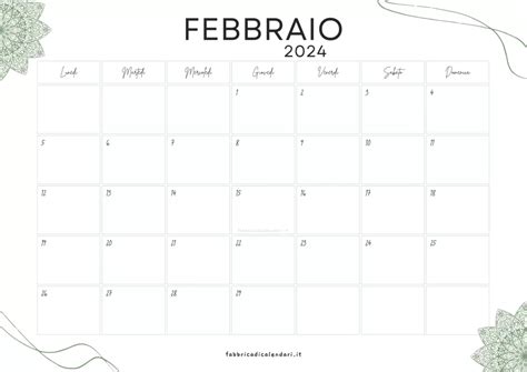 Calendario Febbraio 2024 🧡 Da Stampare