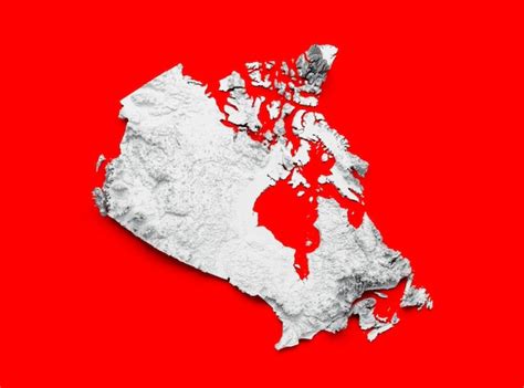 Premium Photo Canada Map With The Flag Colors Red And White Shaded