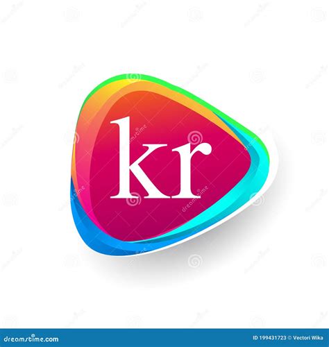 Letter KR Logo In Triangle Shape And Colorful Background Letter