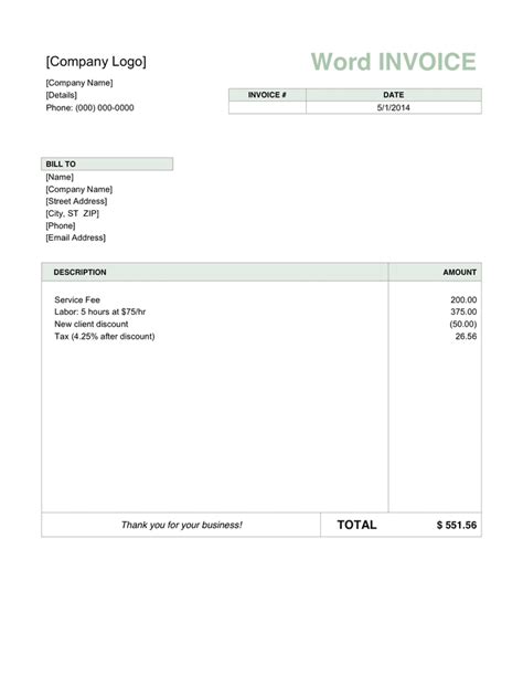 Free invoice template in word - melopx