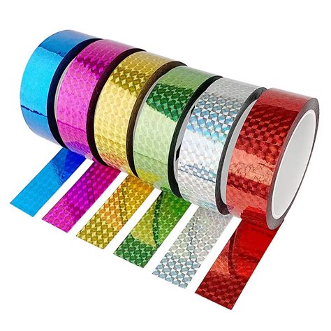 Glun Shining Laser Adhesive Colorful Cello Tapes Rolls Decorative