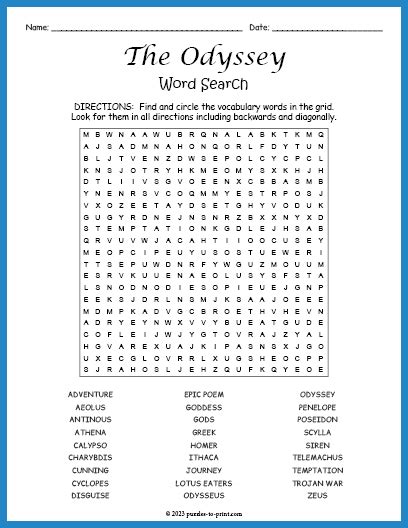 The Odyssey Word Search