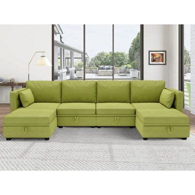 Green Brown Sectional Latitude Run Ardenne Width U Shaped