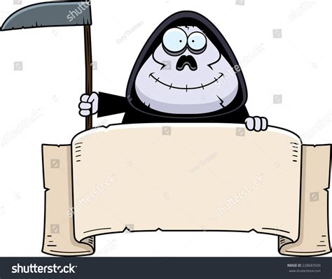 Cartoon Illustration Grim Reaper Banner Stock Vector (Royalty Free ...