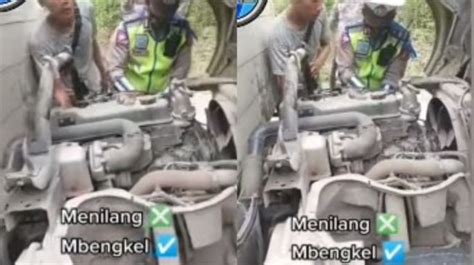 Viral Video Polisi Bantu Perbaiki Truk Warga Yang Mogok Publik Diam