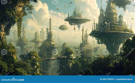 Floating Island Cities Stock Illustration Illustration Of Trees