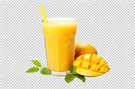 Манговый сок в стакане с кусочками манго png, изолированными на ...
