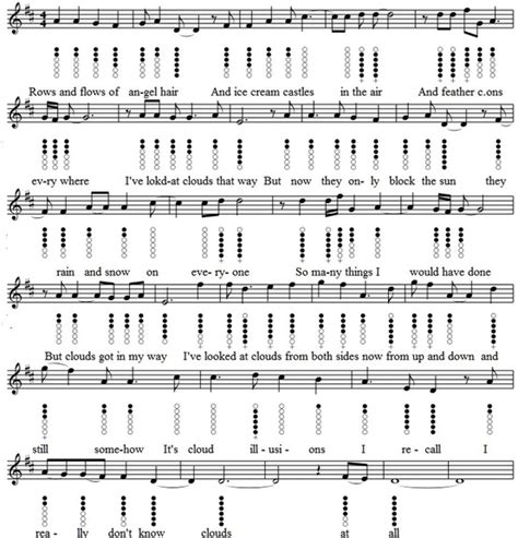 Both Sides Now Easy Tin Whistle Sheet Music Irish Folk Songs