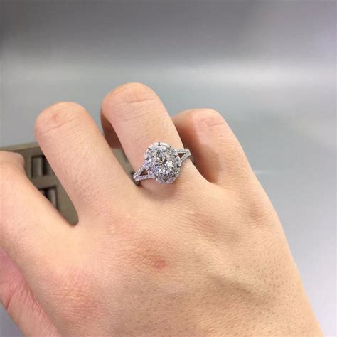 1ct Oval Crushed Ice Cut Moissanite Engagement Ring With Etsy