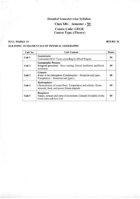 Wbchse Class Geography Syllabus Pdf West Bengal Board Class