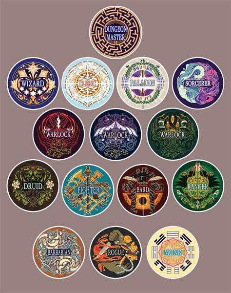 5th Edition Class Buttons From Blancmange Dungeons And Dragons