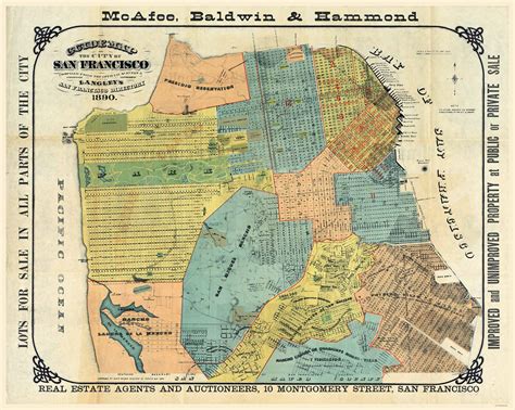 San Francisco 1890 Langley Old Map Reprint California Cities Old Maps