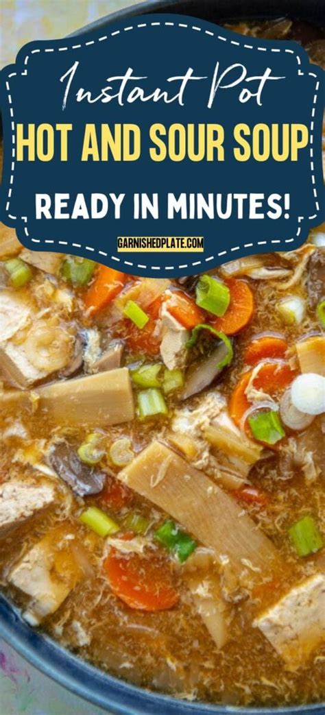 Instant Pot Hot And Sour Soup Garnished Plate