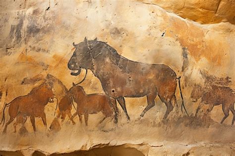 Descubriendo la caza prehistórica magnífica pintura rupestre antigua