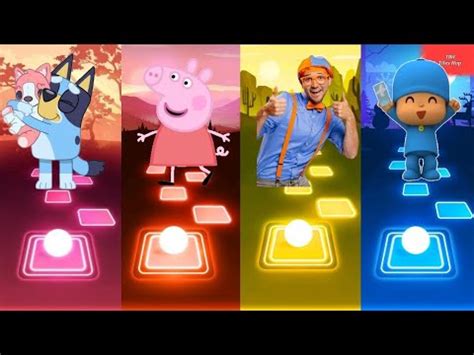 Bluey Bingo Peppa Pig Blippi Pocoyo Tiles Hop Youtube