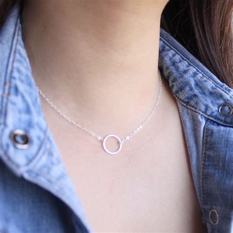 Silver Circle Necklace sterling silver small circle by petitor