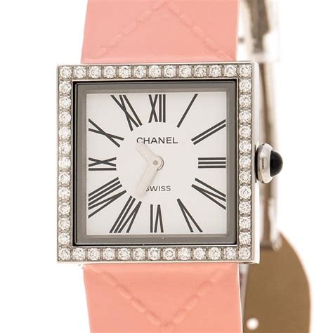 Chanel Vintage White Diamond Stainless Steel Mademoiselle Women's ...