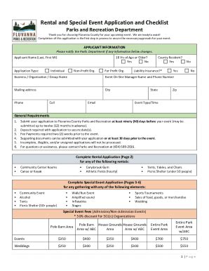 Fillable Online Parks And Recreation Rental Forms Fax Email Print