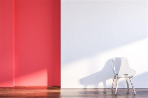 Premium Photo | Interior of minimalistic living room with white and pink walls, wooden floor and ...