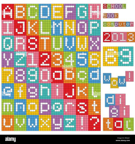 Pixel Alphabet Set Of All Letters And Numbers Stock Vector Image And Art