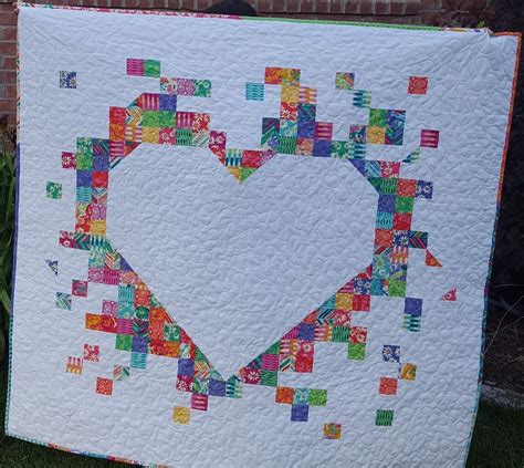 Pixelated Heart Quilt Pattern Etsy