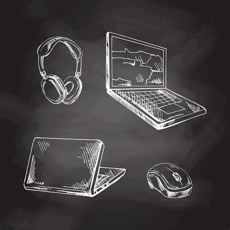 Premium Vector Detailed Retro Style Laptop Wireless Headphones