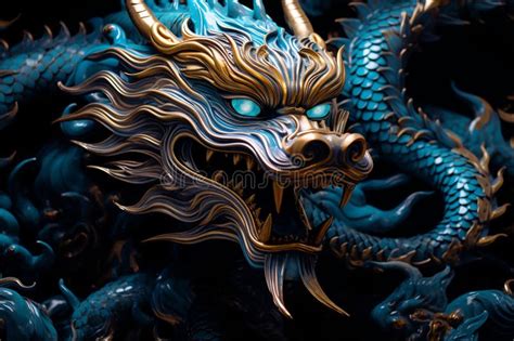 Blue Chinese Dragon Symbol Of 2024 Chinese New Year Stock Image