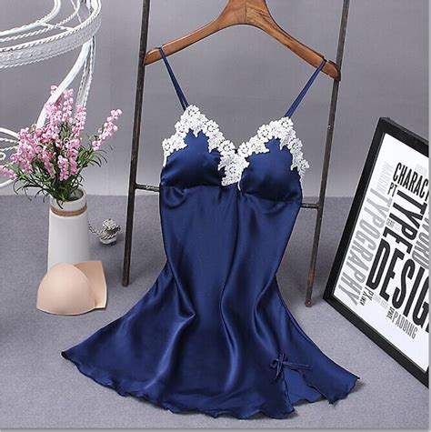 Eyicmarn Summer Women V Neck Satin Silk Lace Lingerie Night Full Slip