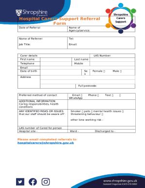 Carer Ination And Support Service Referral Doc Template PdfFiller