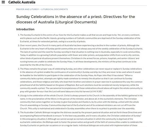 Guidelines Liturgy Office Of Sydney Archdiocese