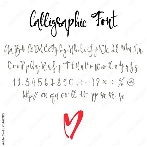 Calligraphic font with numbers, ampersand and symbols. Modern Alphabet ...