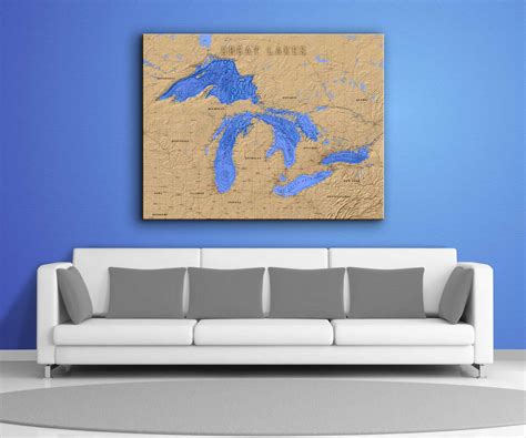 Great Lakes Wrapped Canvas Map Art | Waterproof Charts